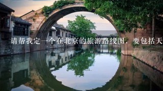请帮我定1个在北京的旅游路线图，要包括天坛，故宫，天安门等等，最好包括路线以及交通方式